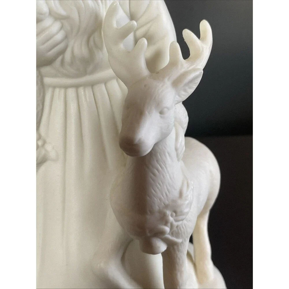 Vintage Santa w/ Reindeer Christmas Light Bisque 9